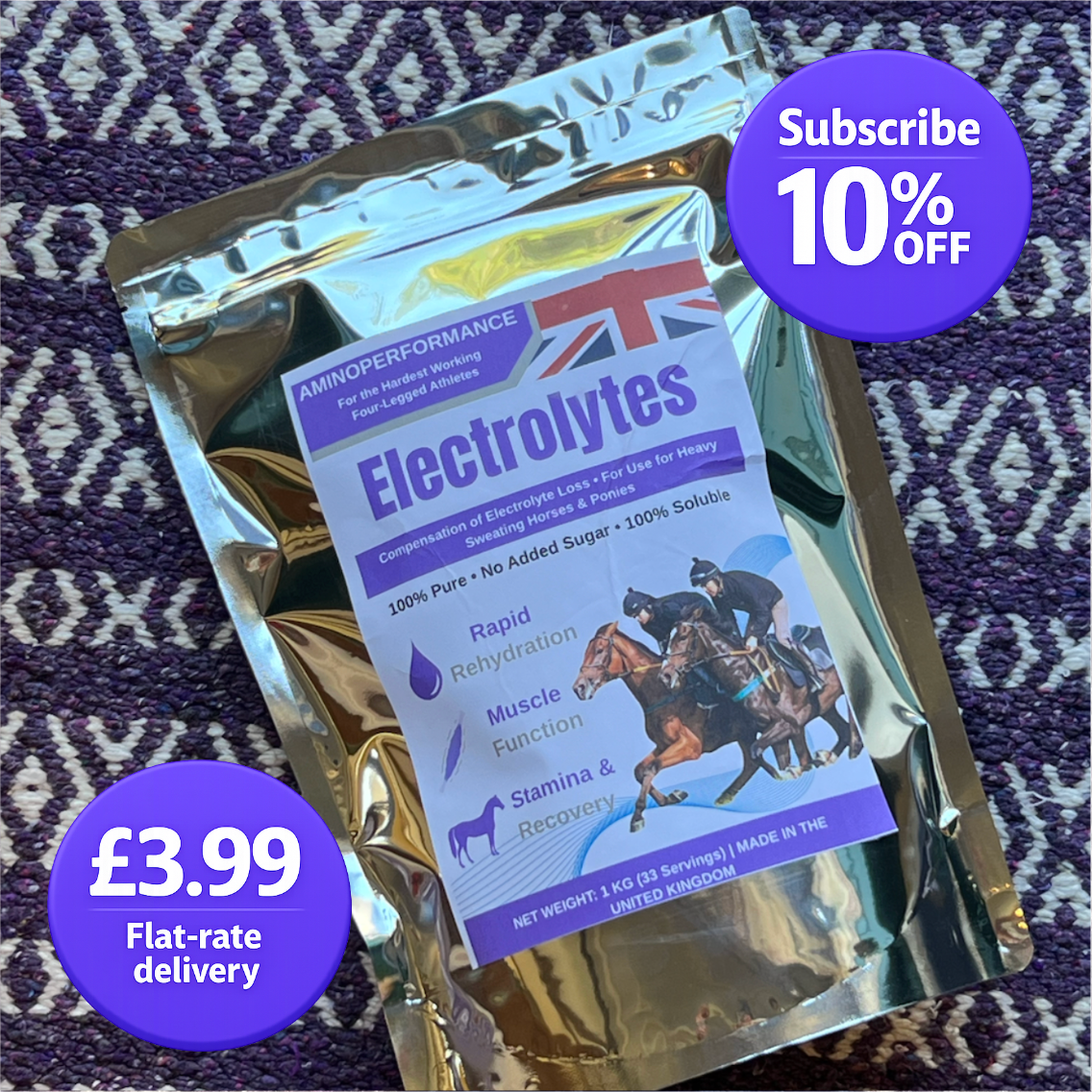 Aminoperformance horse Electrolytes 1kg with 10% subscription discount and £3.99 flat-rate UK delivery